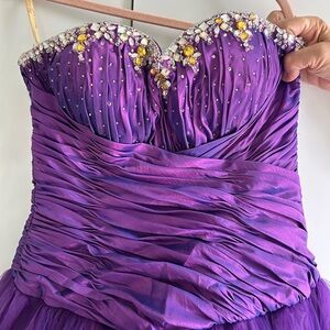 Elegant Strapless Purple Dress